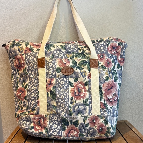 Handbags - Gitano vintage 1980s Floral Canvas Tote Bag